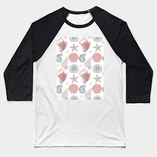 Beachy Seashell Pattern Baseball T-Shirt